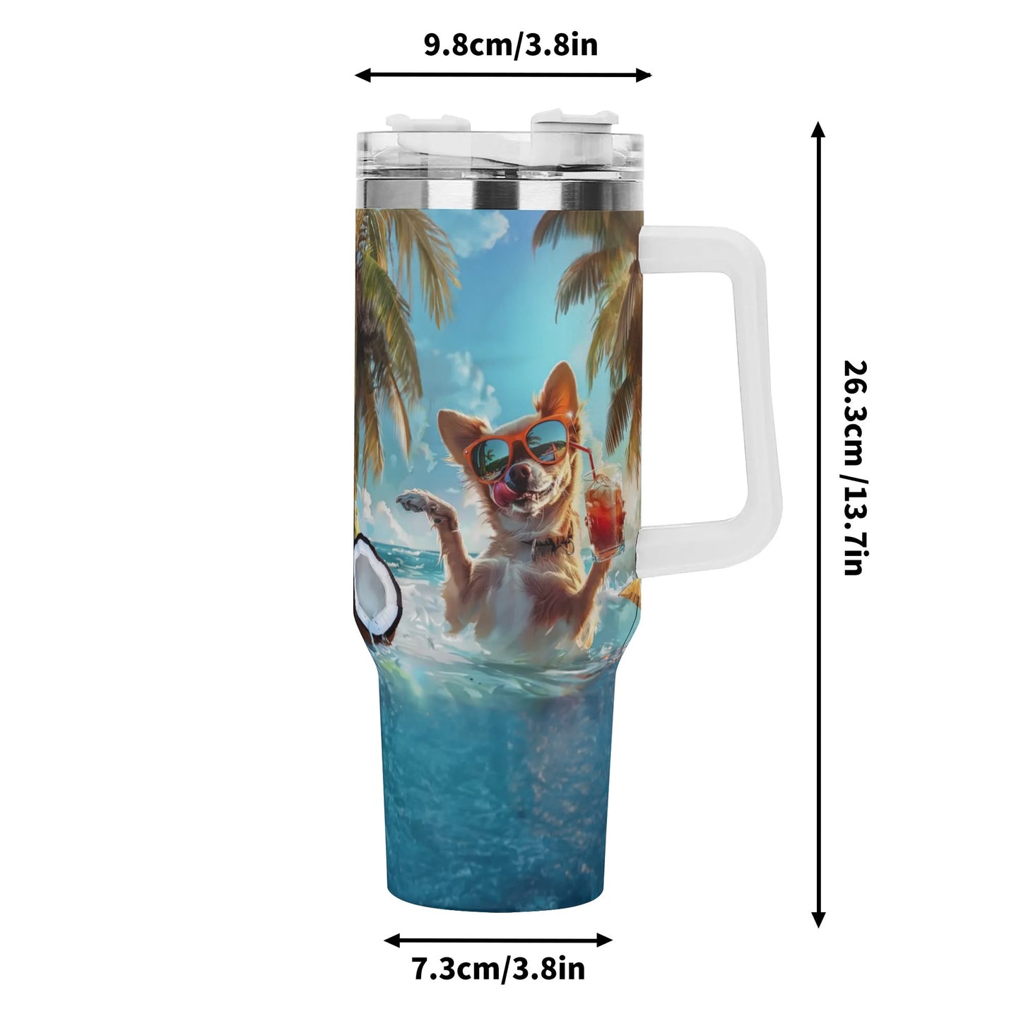 Tropical Chihuahua 40oz Stainless Steel Tumbler
