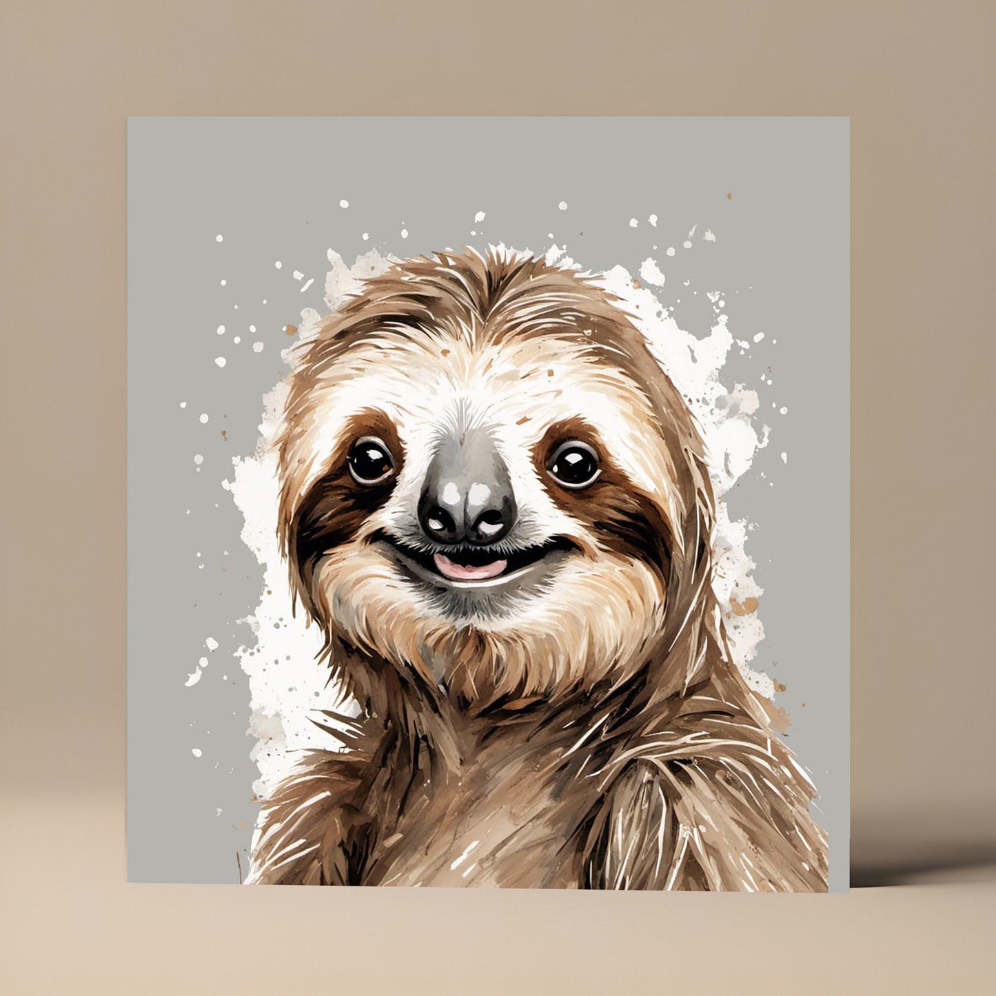 Happy Sloth Greetings Card - Blank Square