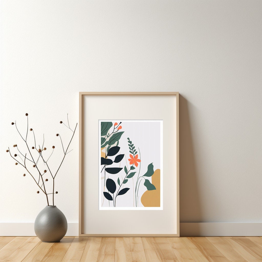 Contemporary Botanical Leaf Wall Art, Neutral colours, beautiful and simple art, conservatory art