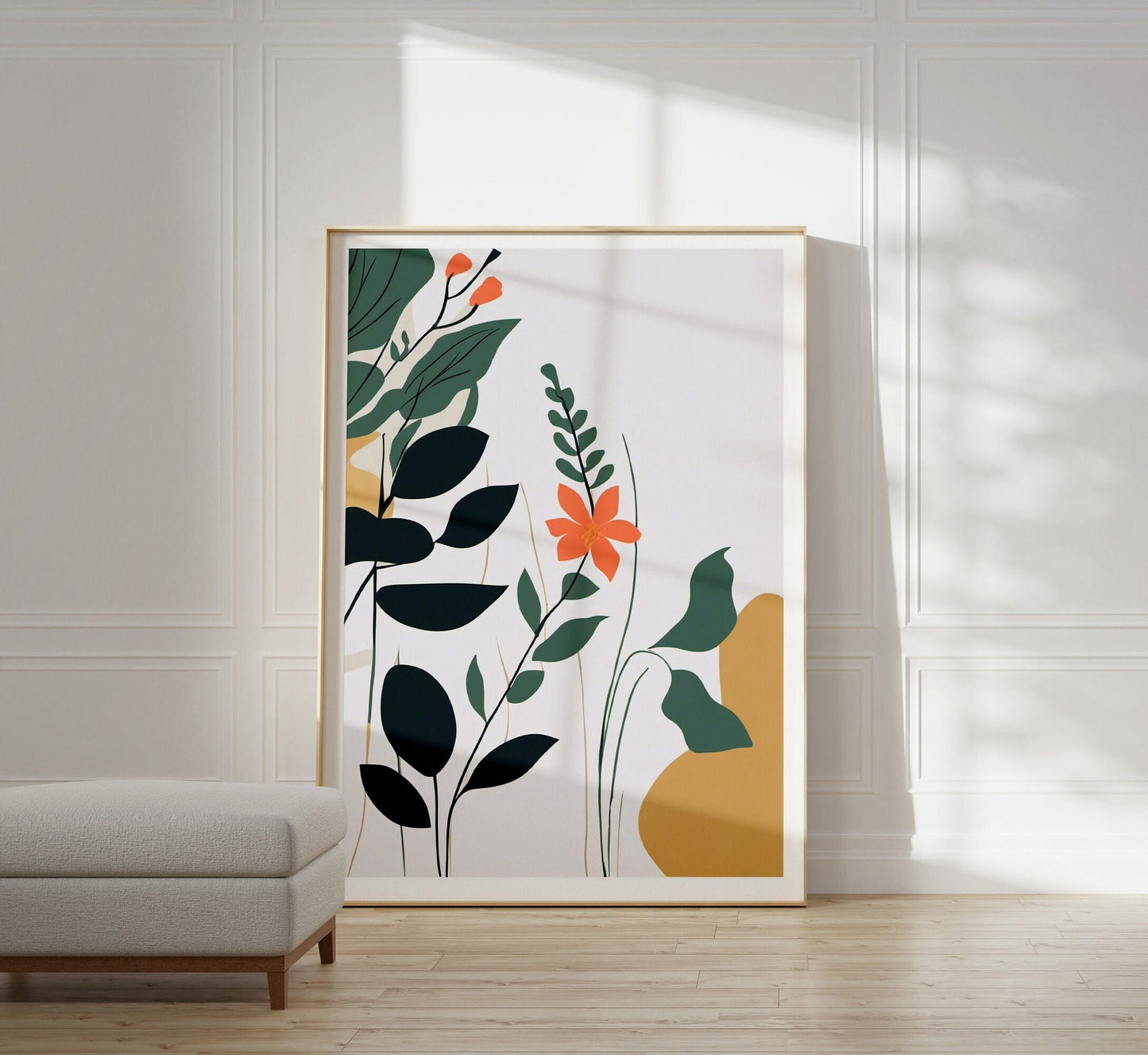 Contemporary Botanical Leaf Wall Art, Neutral colours, beautiful and simple art