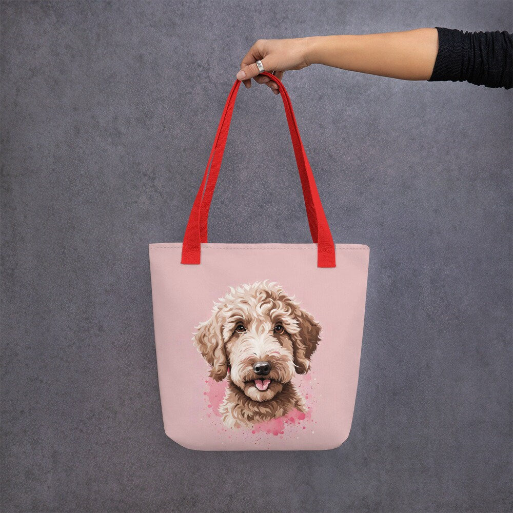 Labradoodle Pink Background Tote bag