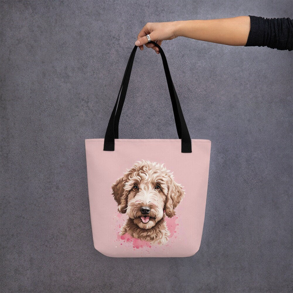 Labradoodle Pink Background Tote bag