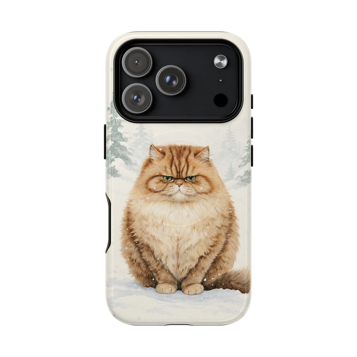 Persian Cat Tough Magnetic Phone Case — Winter Woodland Cute Cat Protective Case