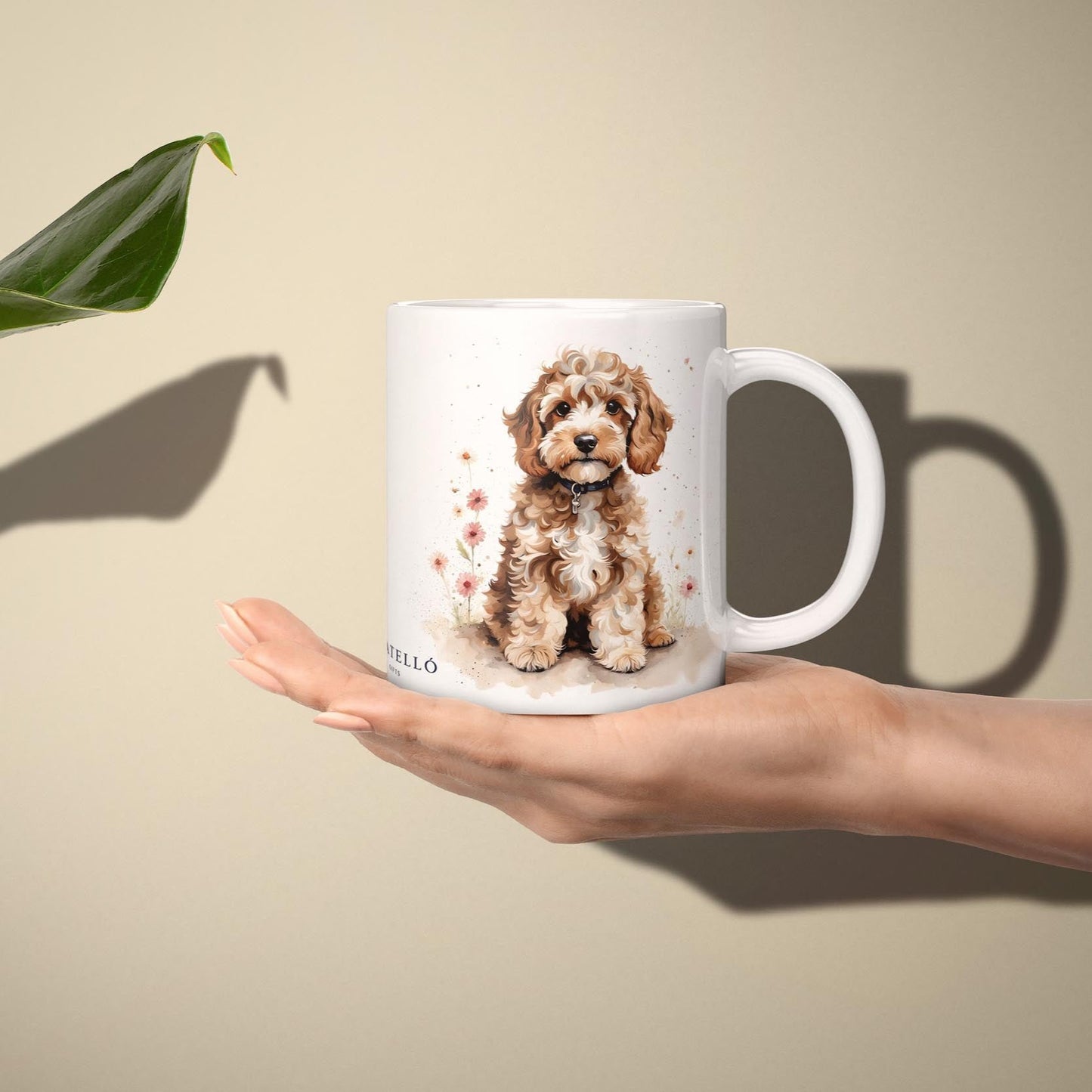 Tan Fluffy Cockapoo - White 11oz Ceramic Mug
