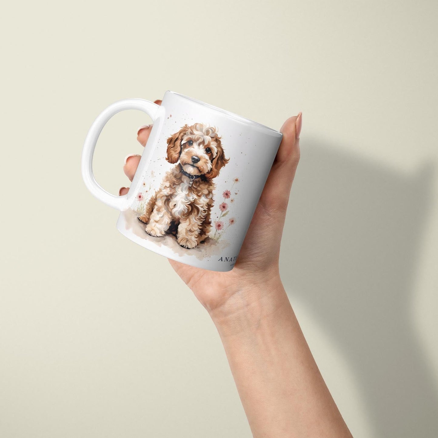 Tan Fluffy Cockapoo - White 11oz Ceramic Mug