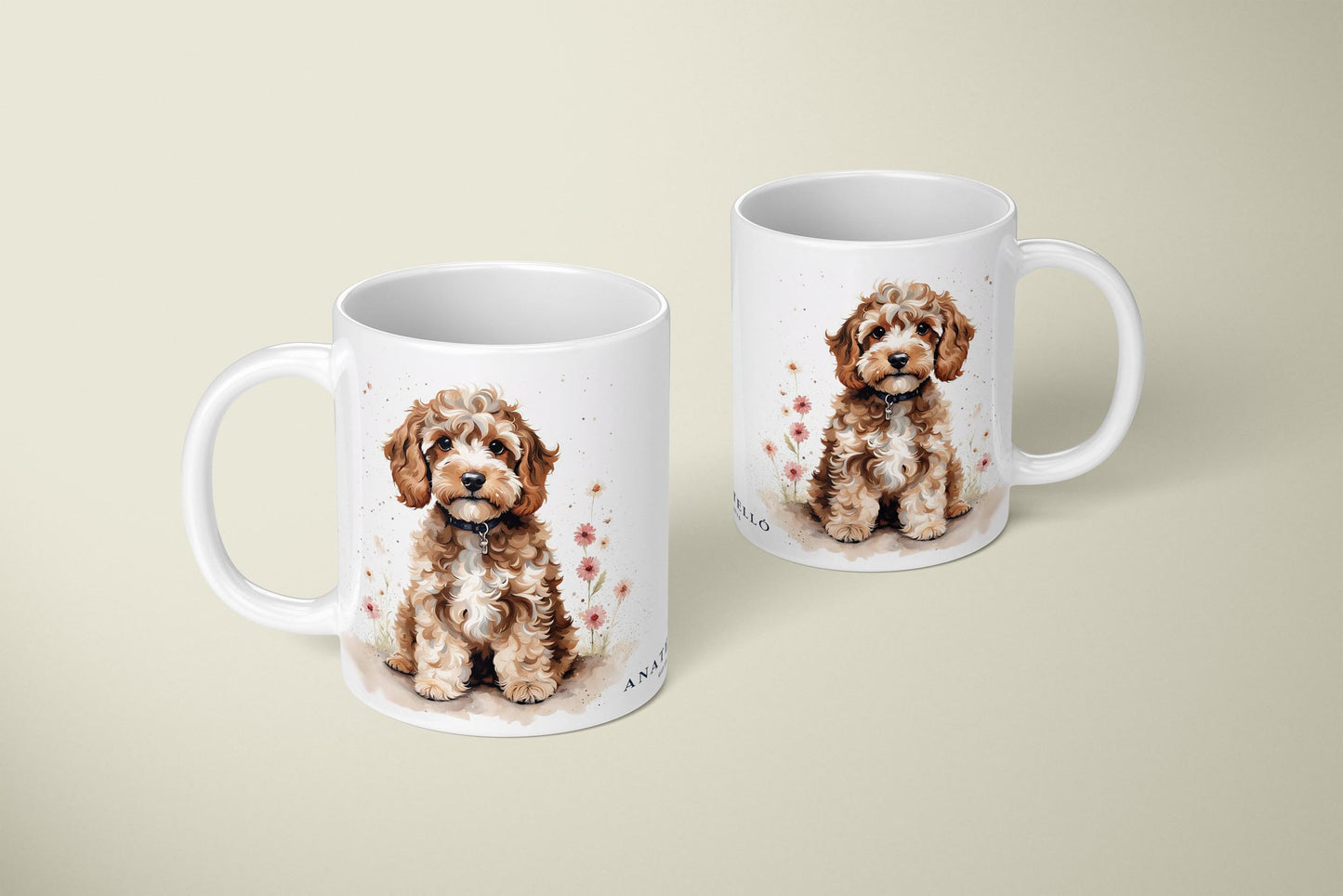 Tan Fluffy Cockapoo - White 11oz Ceramic Mug