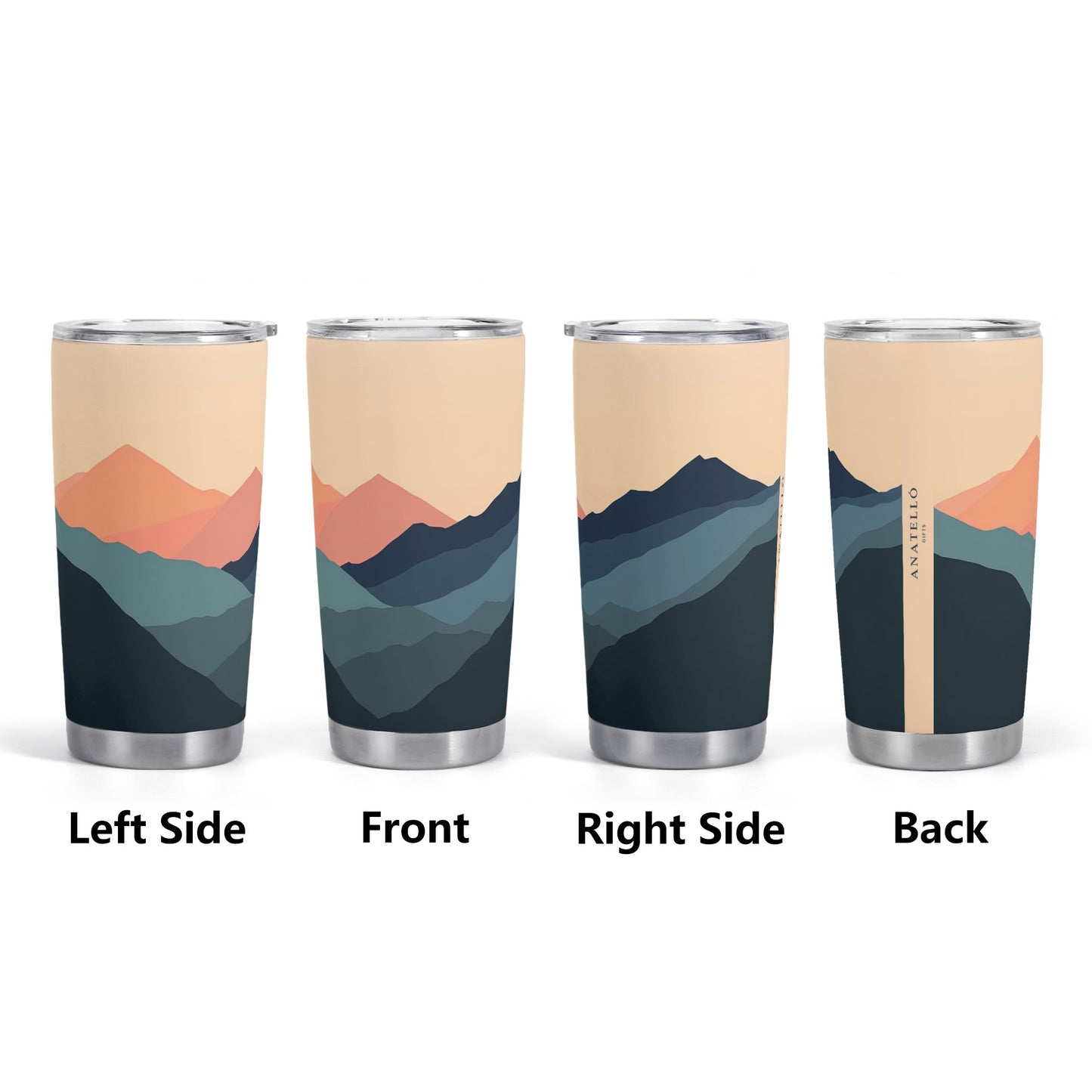 Mountain Scape Navy Coral Stainless Steel 20oz Tumbler