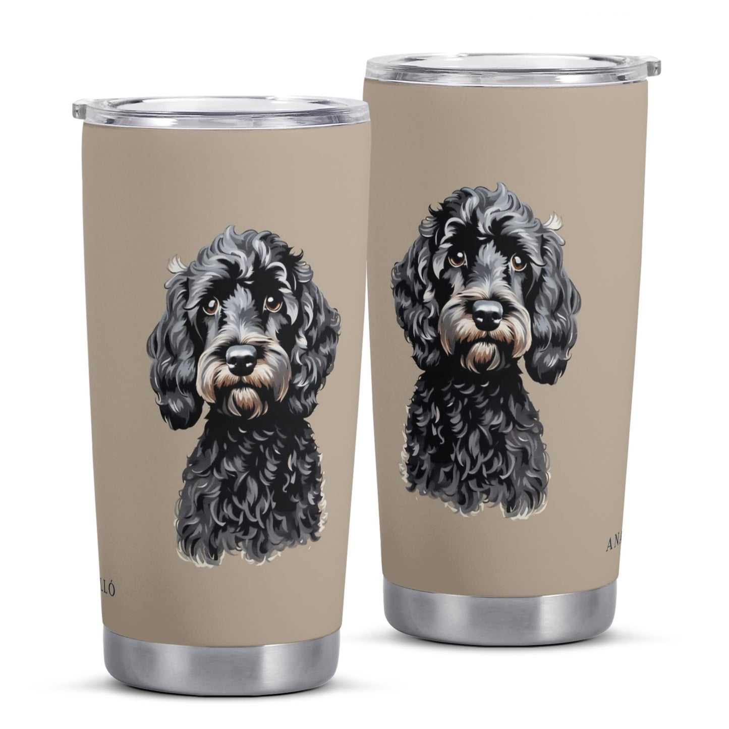 Black Cockapoo Brown Stainless Steel 20oz Tumbler