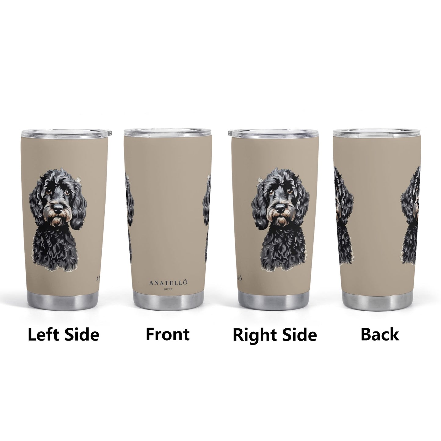 Black Cockapoo Brown Stainless Steel 20oz Tumbler