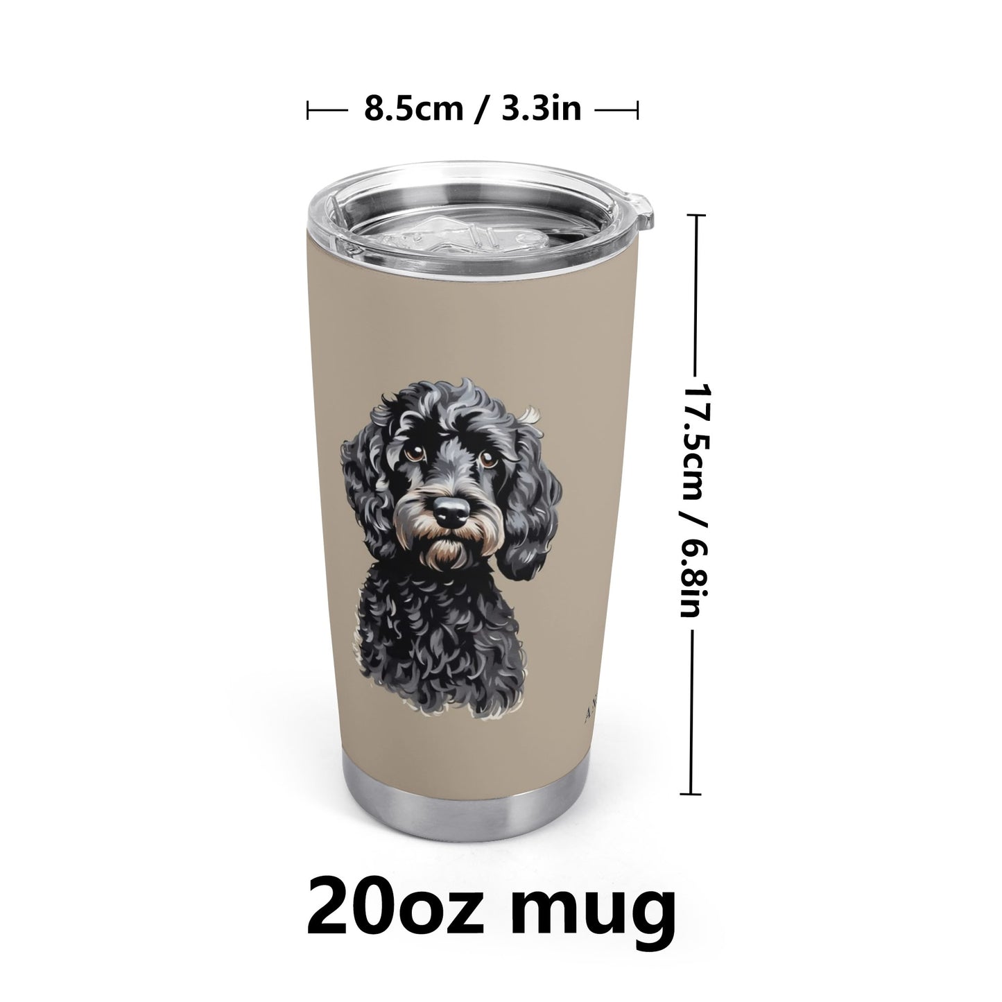 Black Cockapoo Brown Stainless Steel 20oz Tumbler