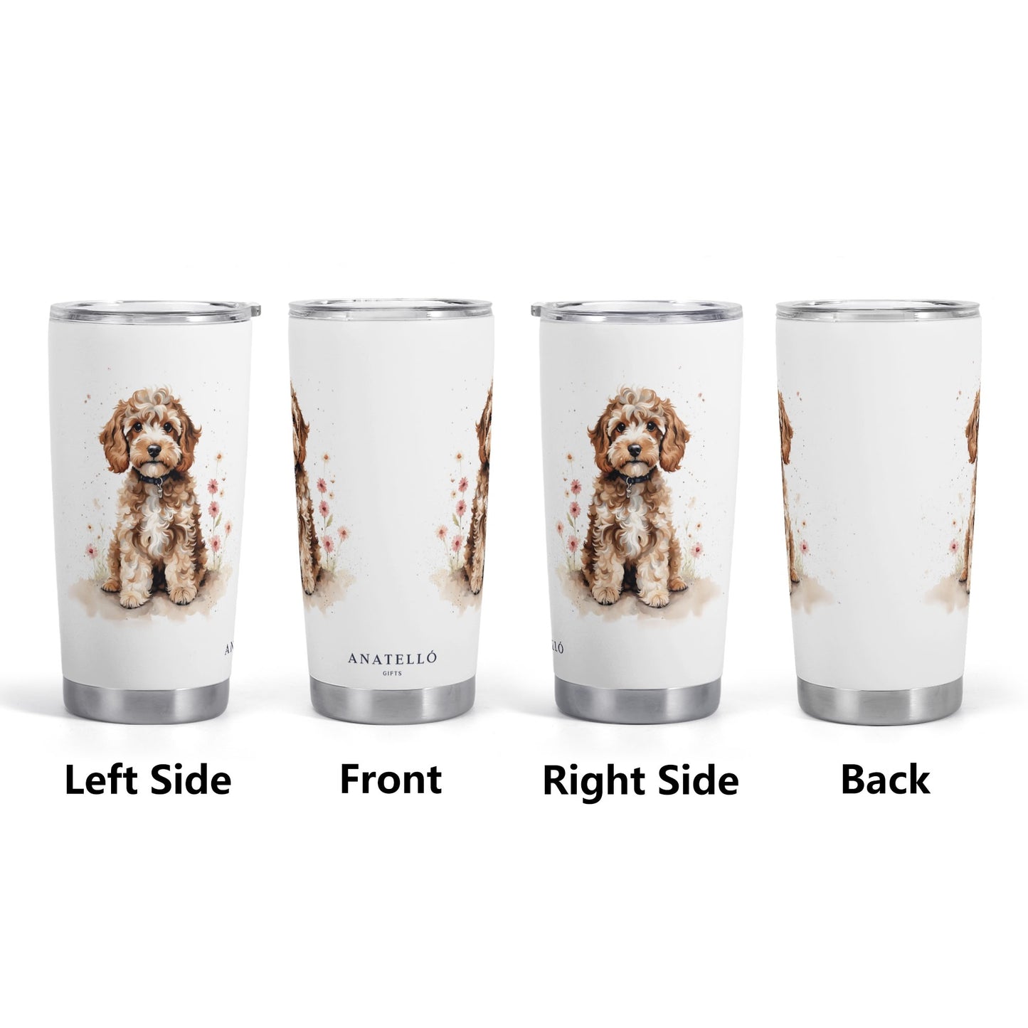 Tan Fluffy Cockapoo Stainless Steel 20oz Tumbler