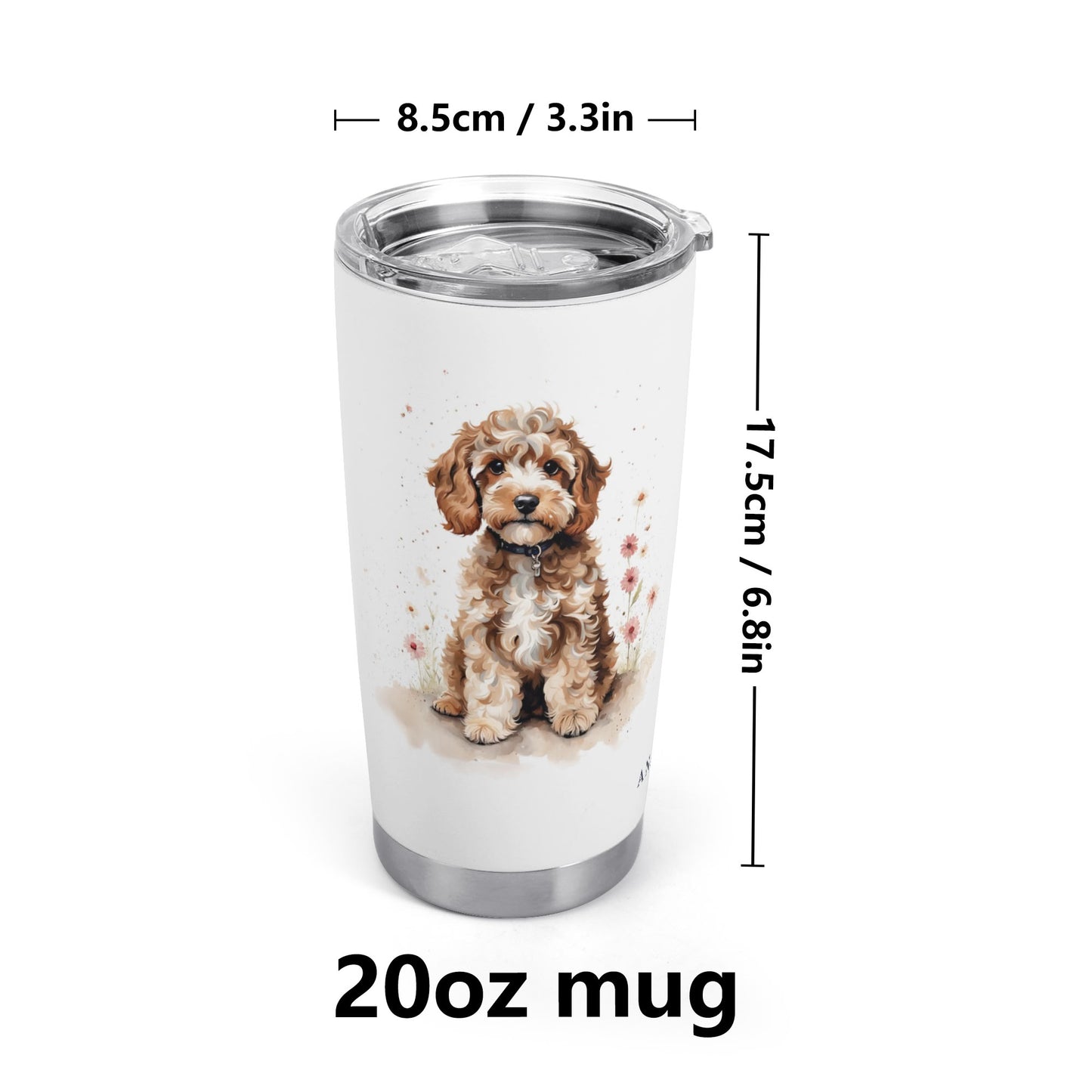 Tan Fluffy Cockapoo Stainless Steel 20oz Tumbler