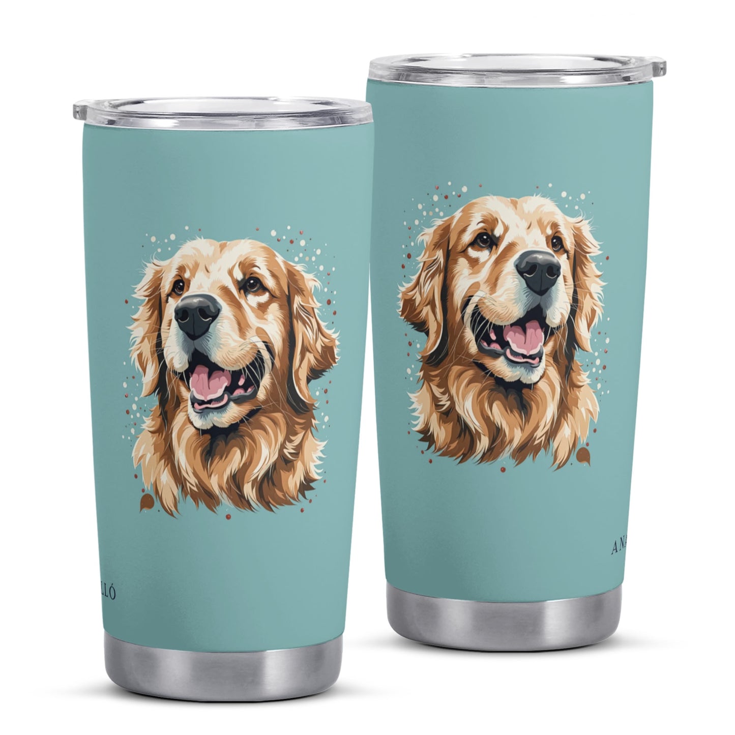 Golden Retriever Turquoise Stainless Steel 20oz Tumbler