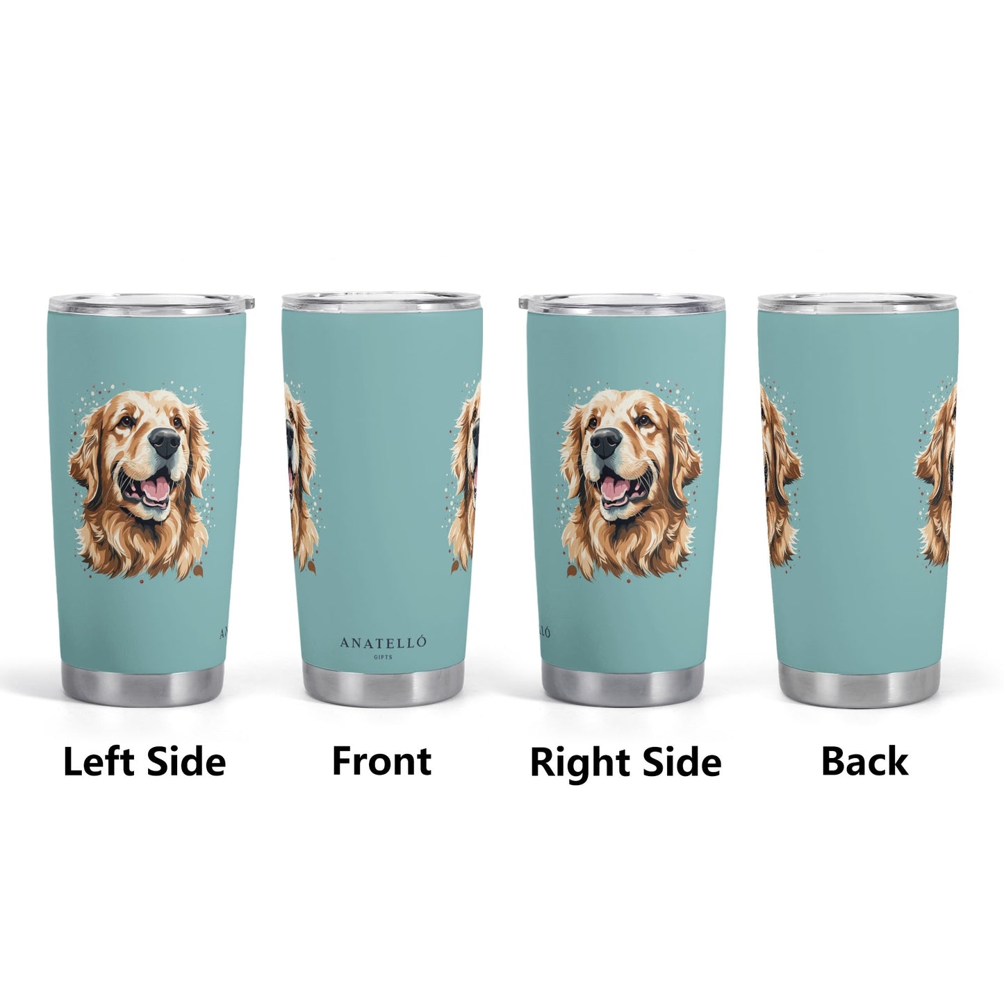 Golden Retriever Turquoise Stainless Steel 20oz Tumbler