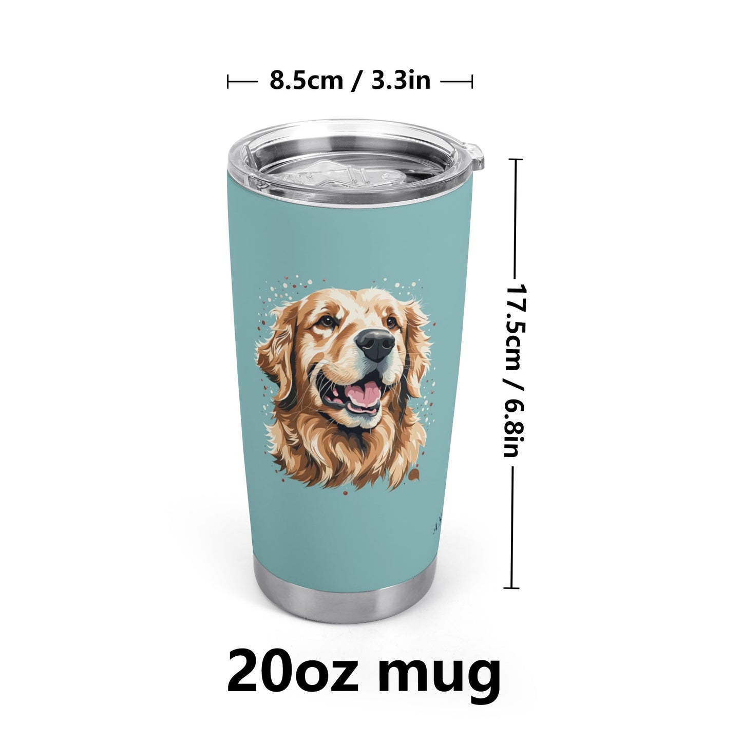 Golden Retriever Turquoise Stainless Steel 20oz Tumbler