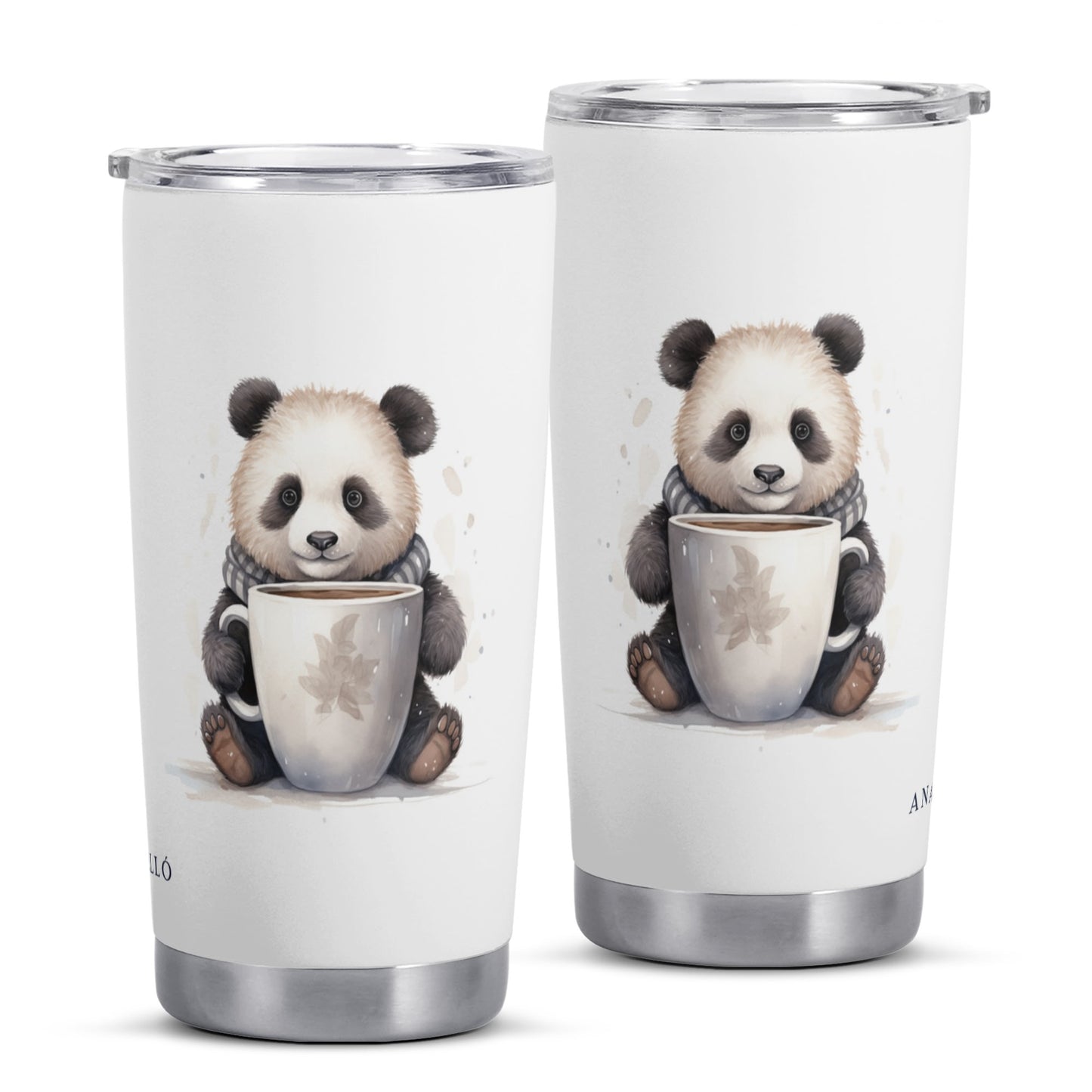 Panda with Coffee Mug Stainless Steel 20oz Tumbler