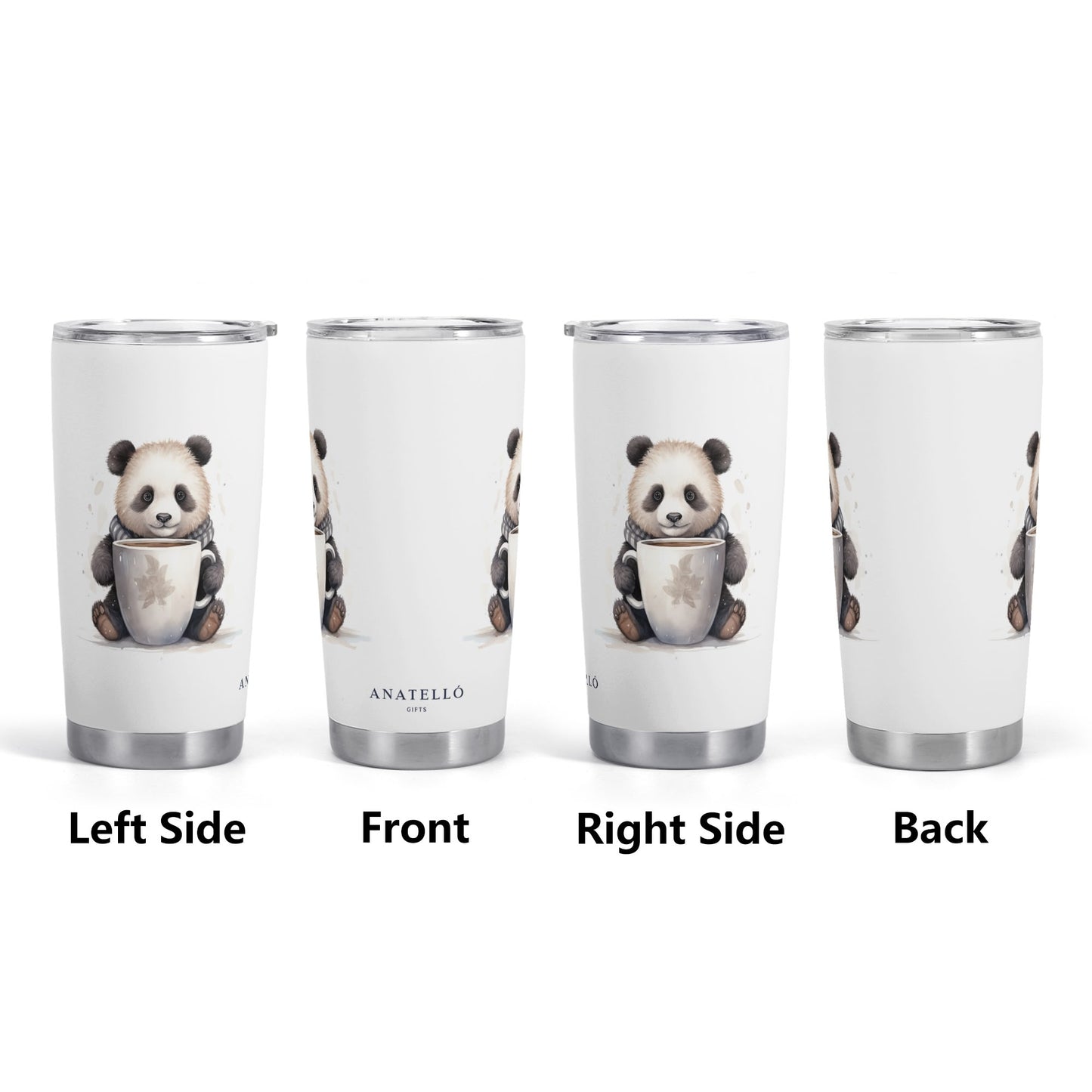 Panda with Coffee Mug Stainless Steel 20oz Tumbler