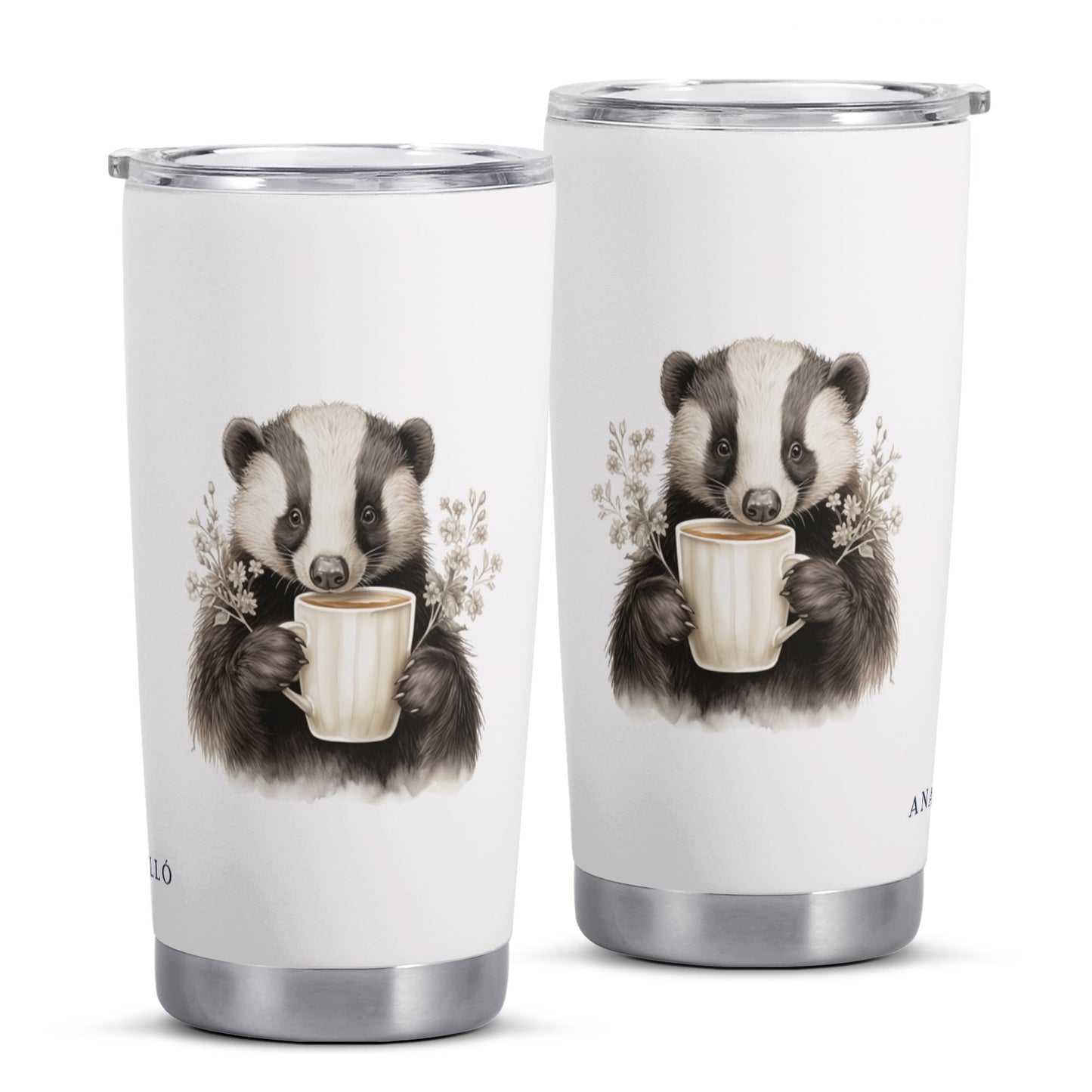 Badger with Coffee Cup Stainless Steel 20oz Tumbler