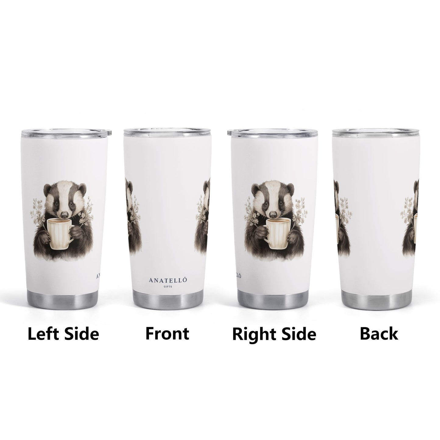 Badger with Coffee Cup Stainless Steel 20oz Tumbler