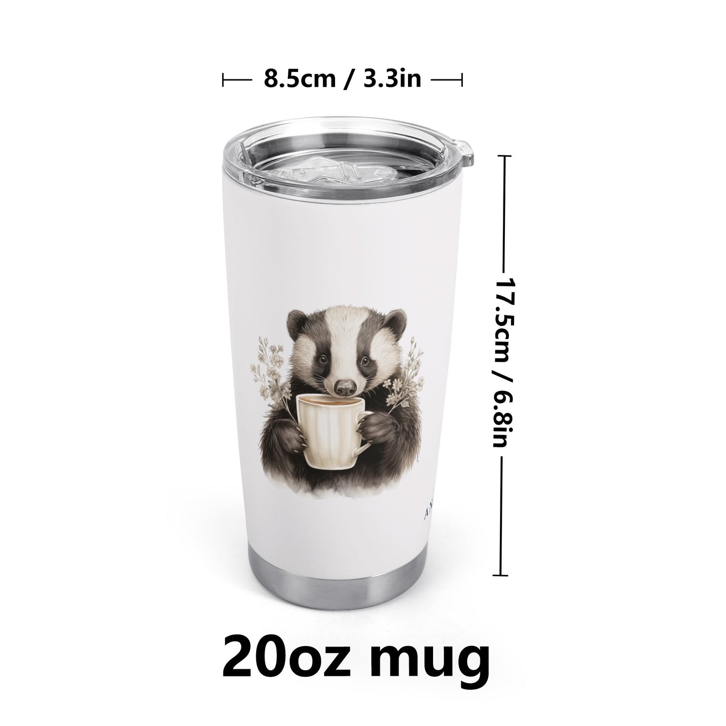 Badger with Coffee Cup Stainless Steel 20oz Tumbler