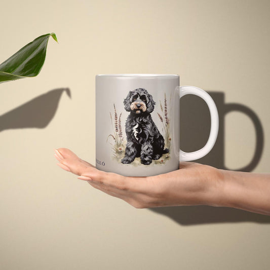 Black Cockapoo Sitting Natural White 11oz Ceramic Mug