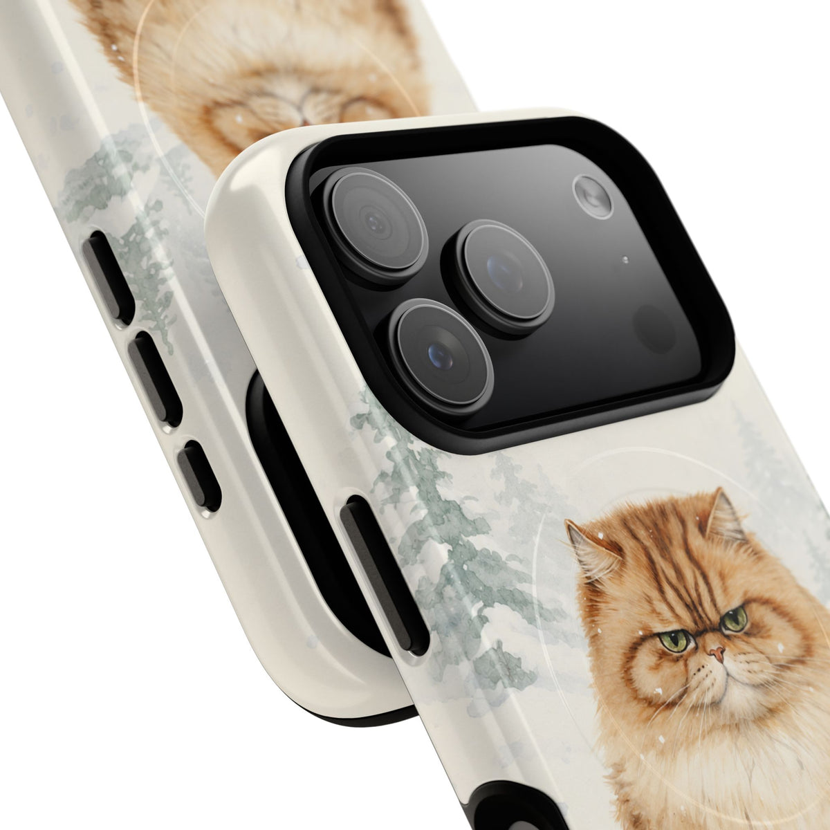 Persian Cat Tough Magnetic Phone Case — Winter Woodland Cute Cat Protective Case