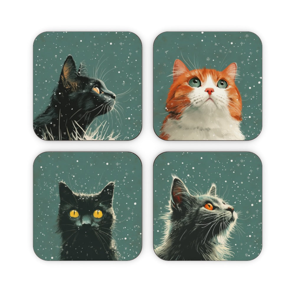 Cat Teal Coasters