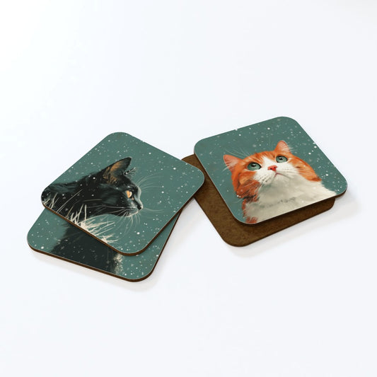 Cat Teal Coasters