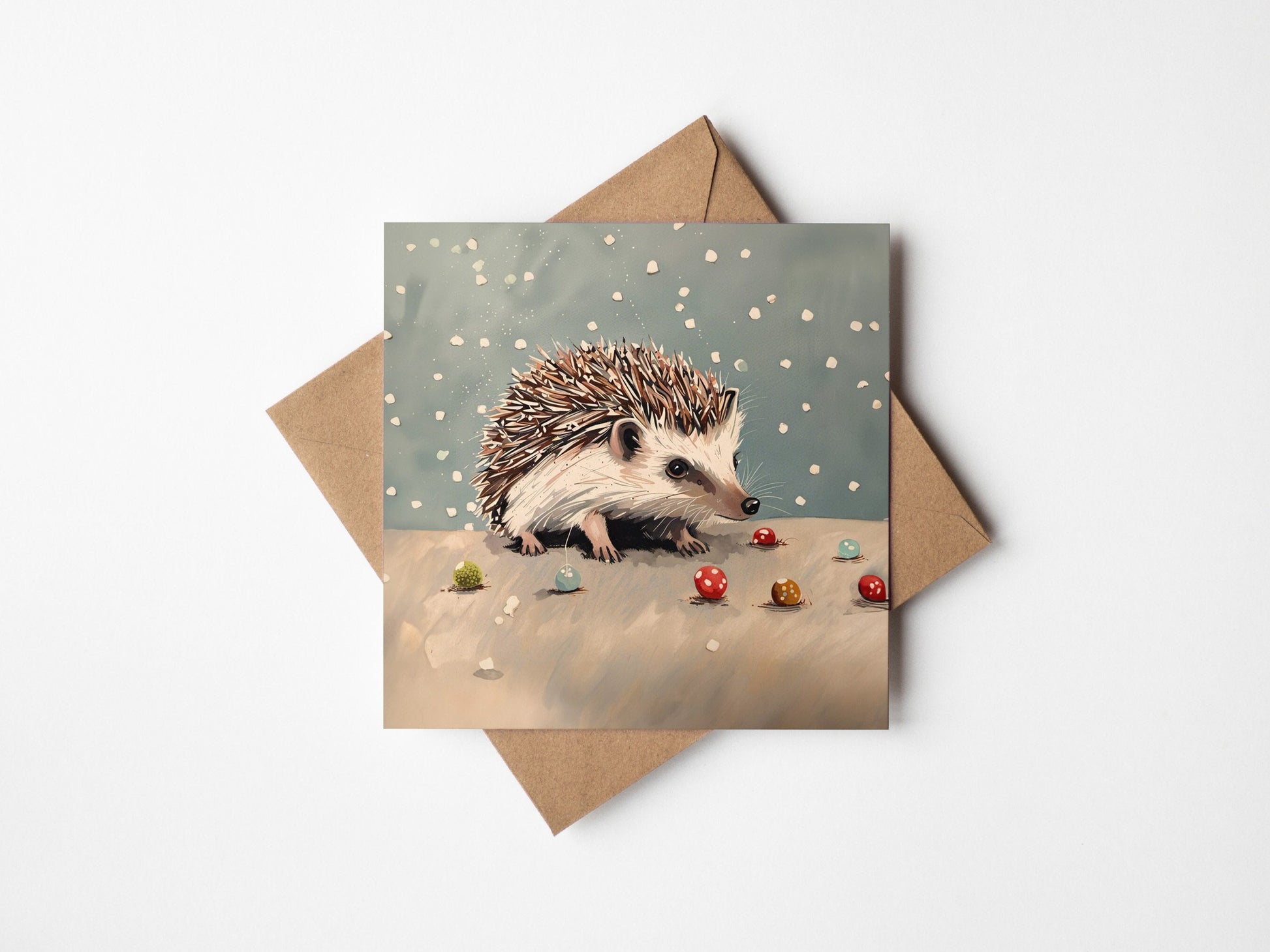 Cute Hedgehog Greetings card with Kraft Envelope