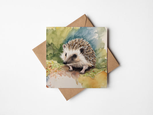 Hedgehog in the leaves Blank Card for any occasion