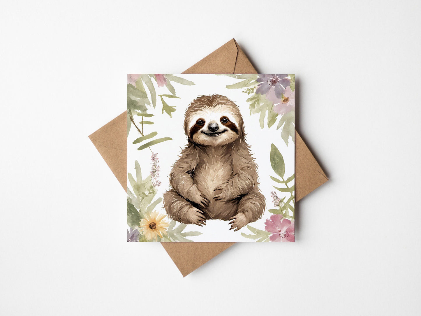 Cute sitting Baby Sloth Greetings Card