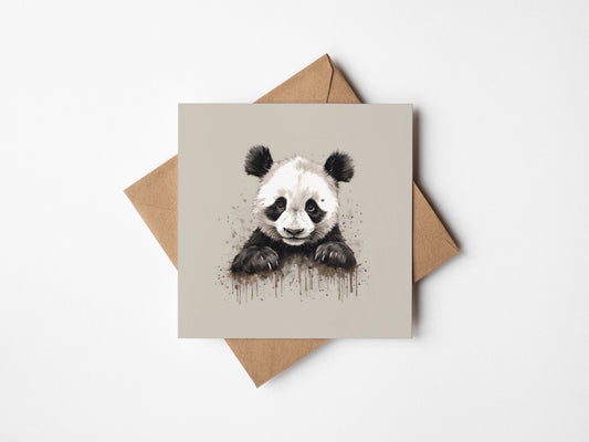 Cute Panda on a square greetings card