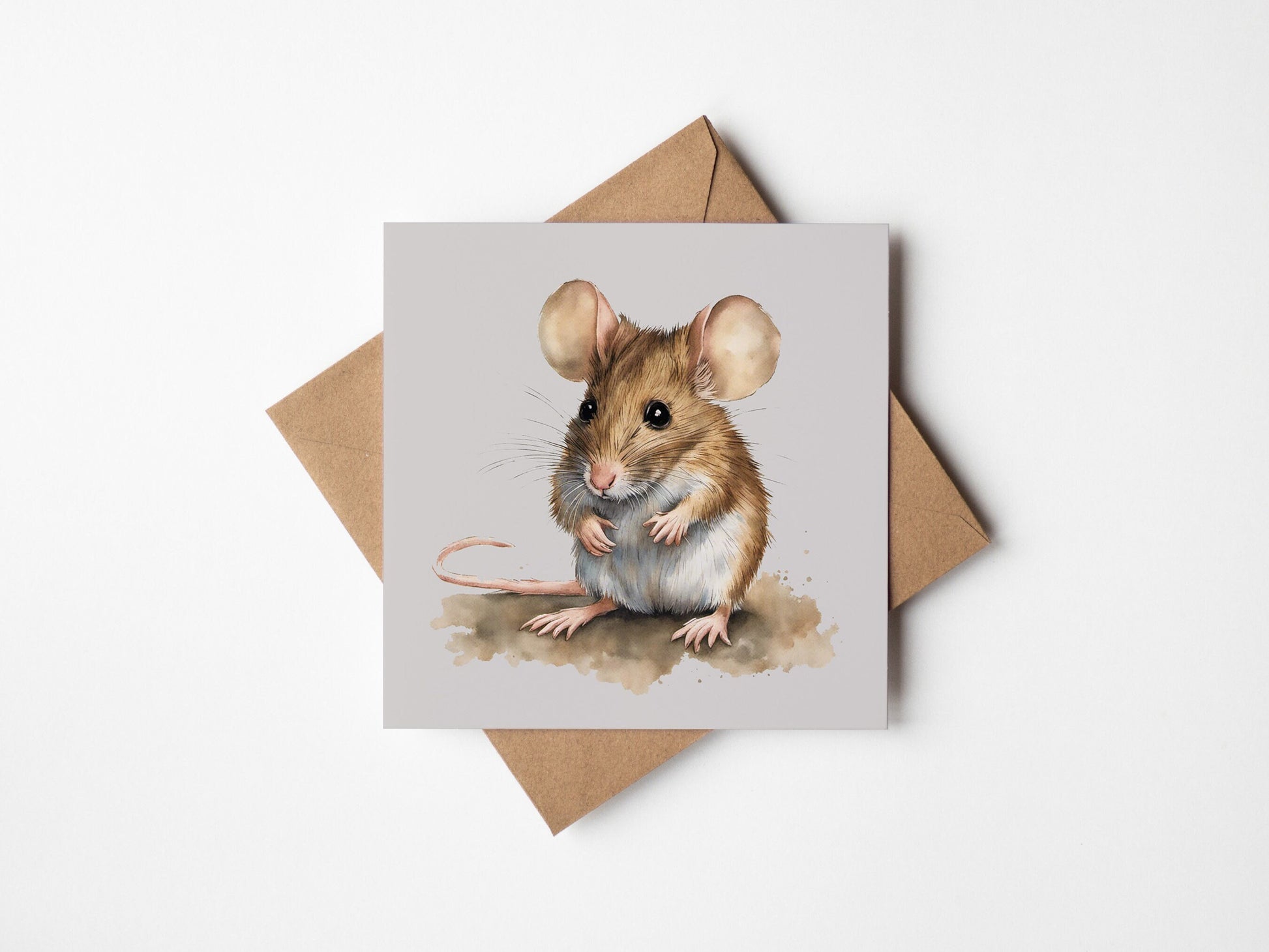 Filed Mouse on a card with kraft envelope