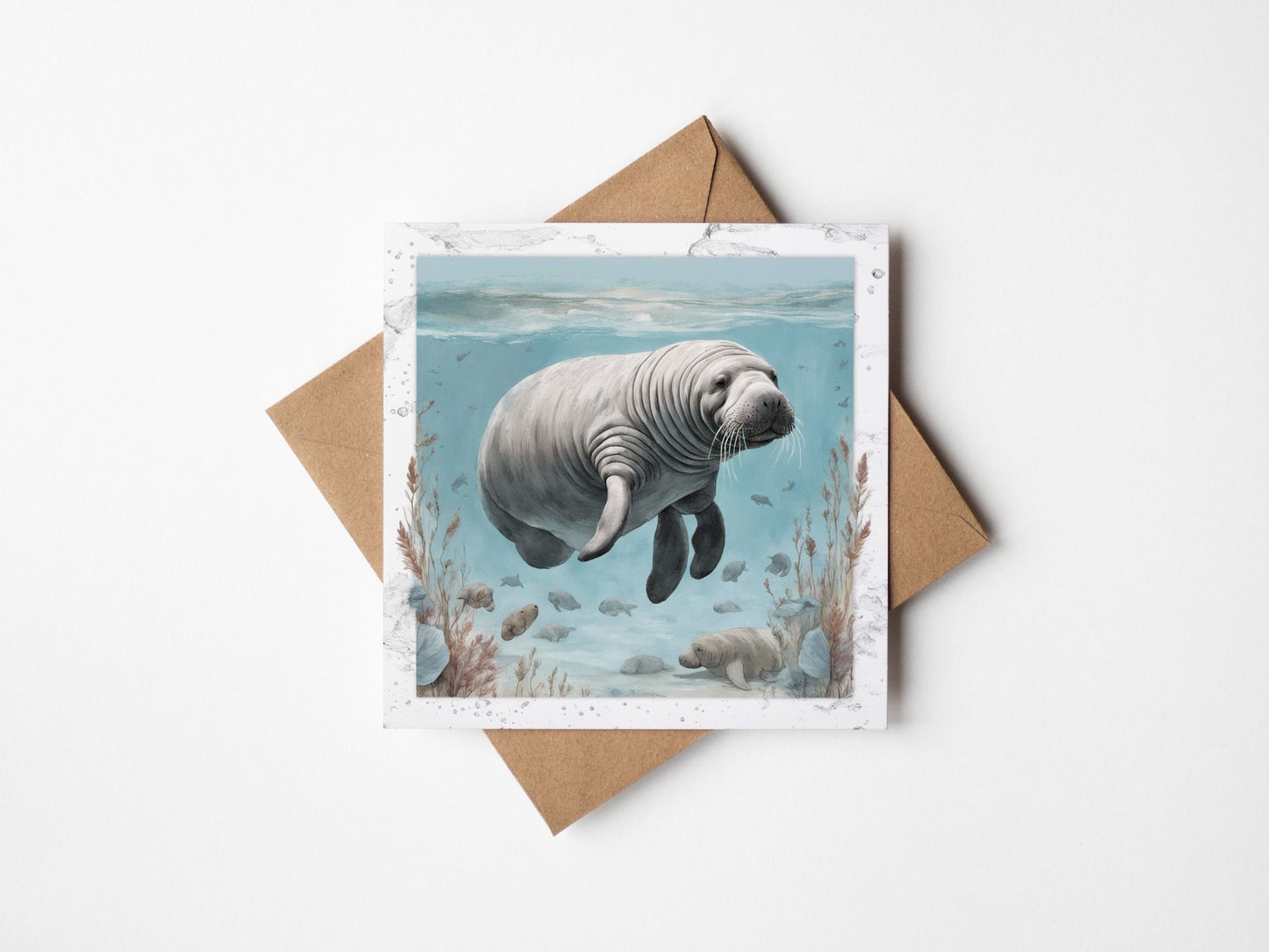 Manatee in the Sea, greetings card