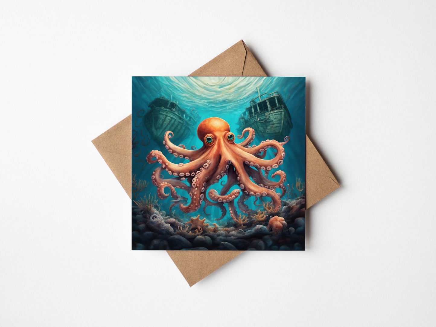 Octopus Underwater Greetings Card