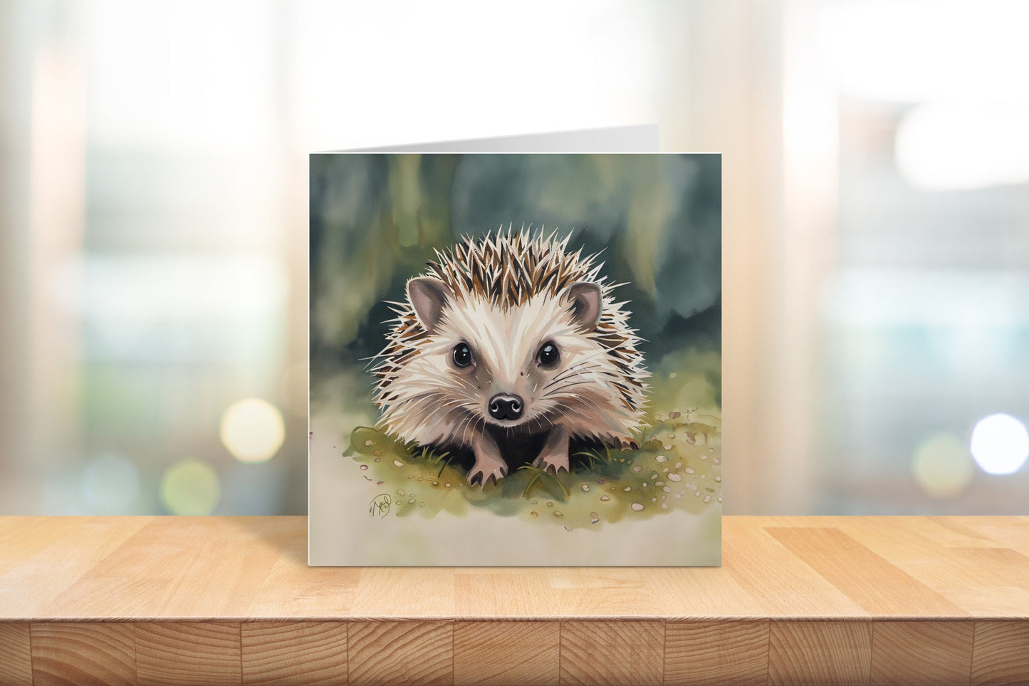 Adorable Hedgehog Greetings Card - Blank & Eco-Friendly, For Any Occasion, Square Card, Pick either Single Card or Pack of 10