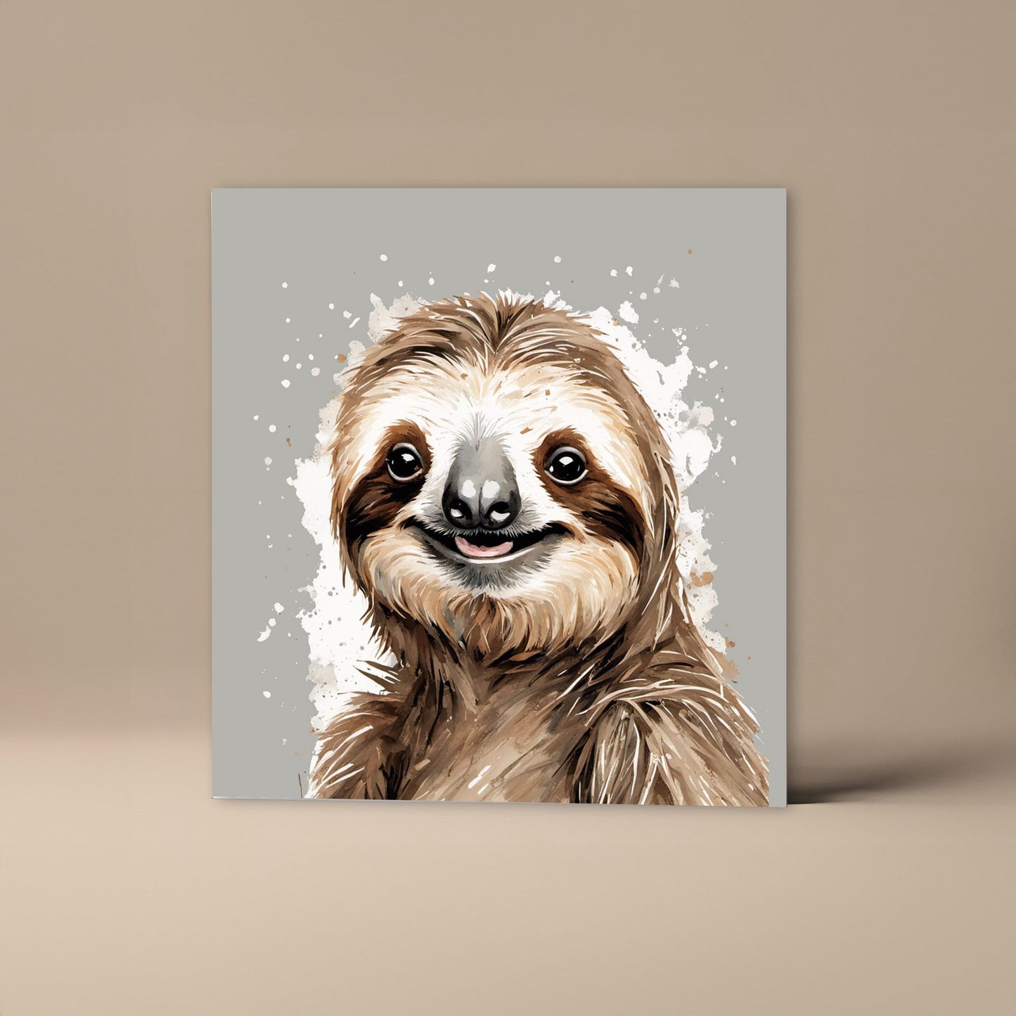 Happy Sloth Greetings Card - Blank Square