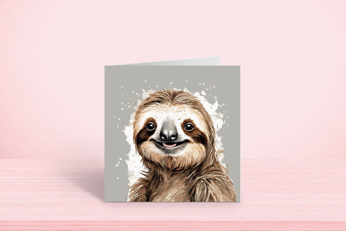 Happy Sloth Greetings Card - Blank Square