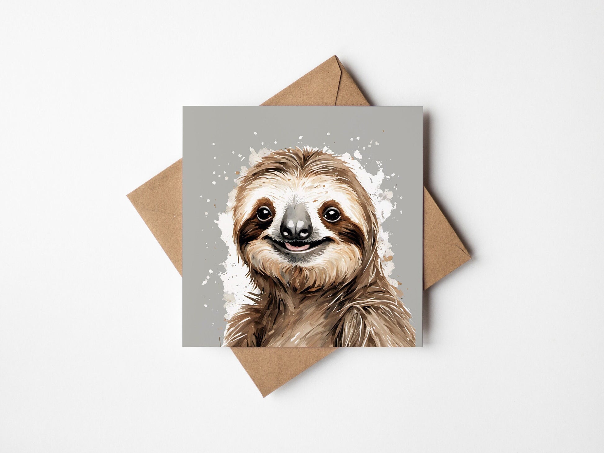 Happy sloth greetings card