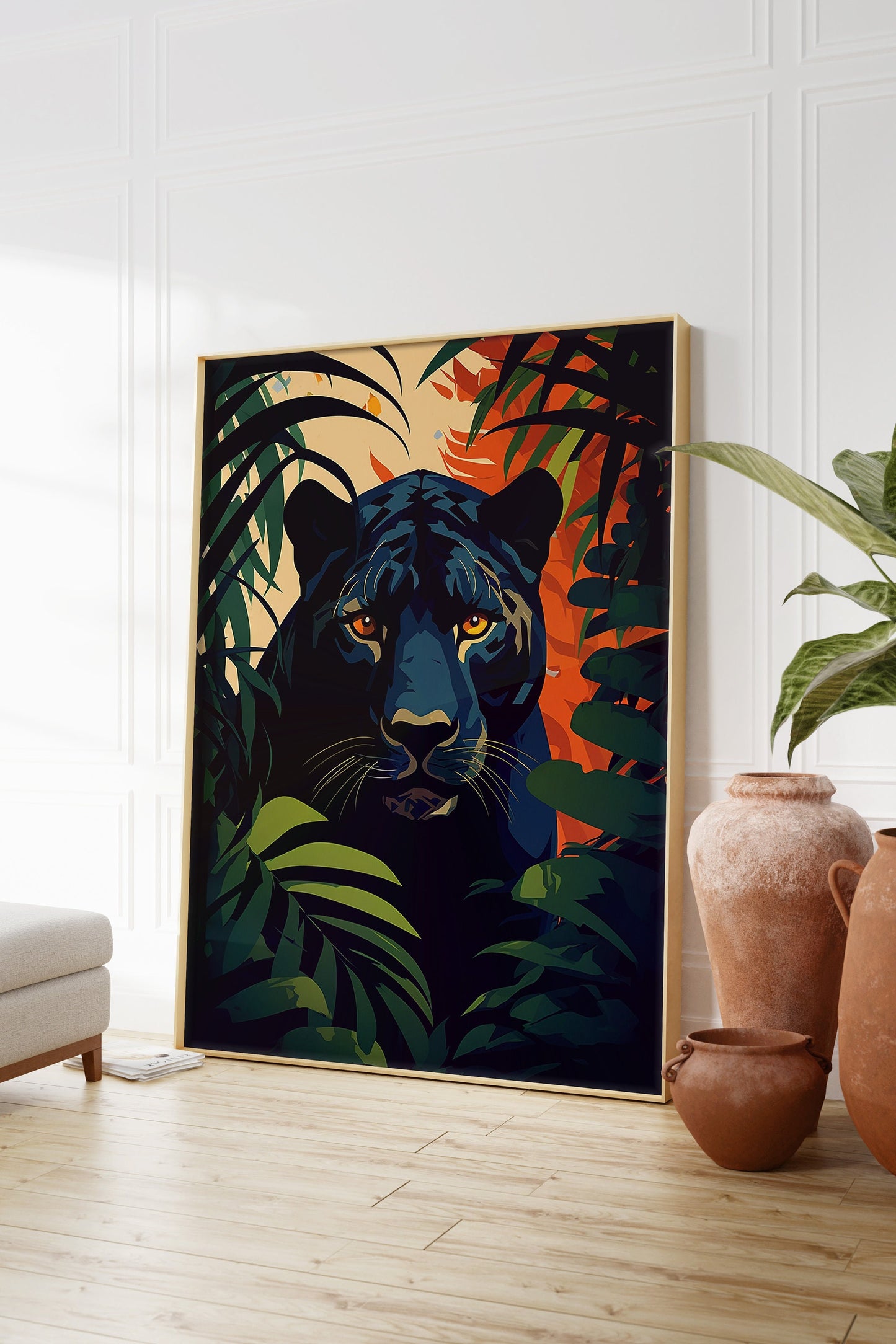 Jungle Animal Prints, Large Panther in the Jungle Wall Art to Buy on Etsy