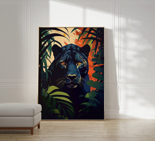 Jungle Animal Prints, Large Panther in the Jungle Wall Art to Buy on Etsy