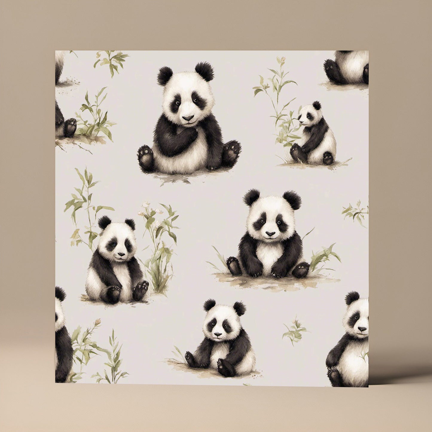 Panda Pattern with Bamboo Greetings Card