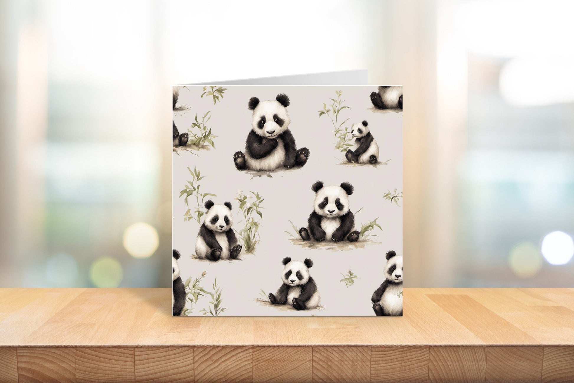 Panda Pattern with Bamboo Greetings Card