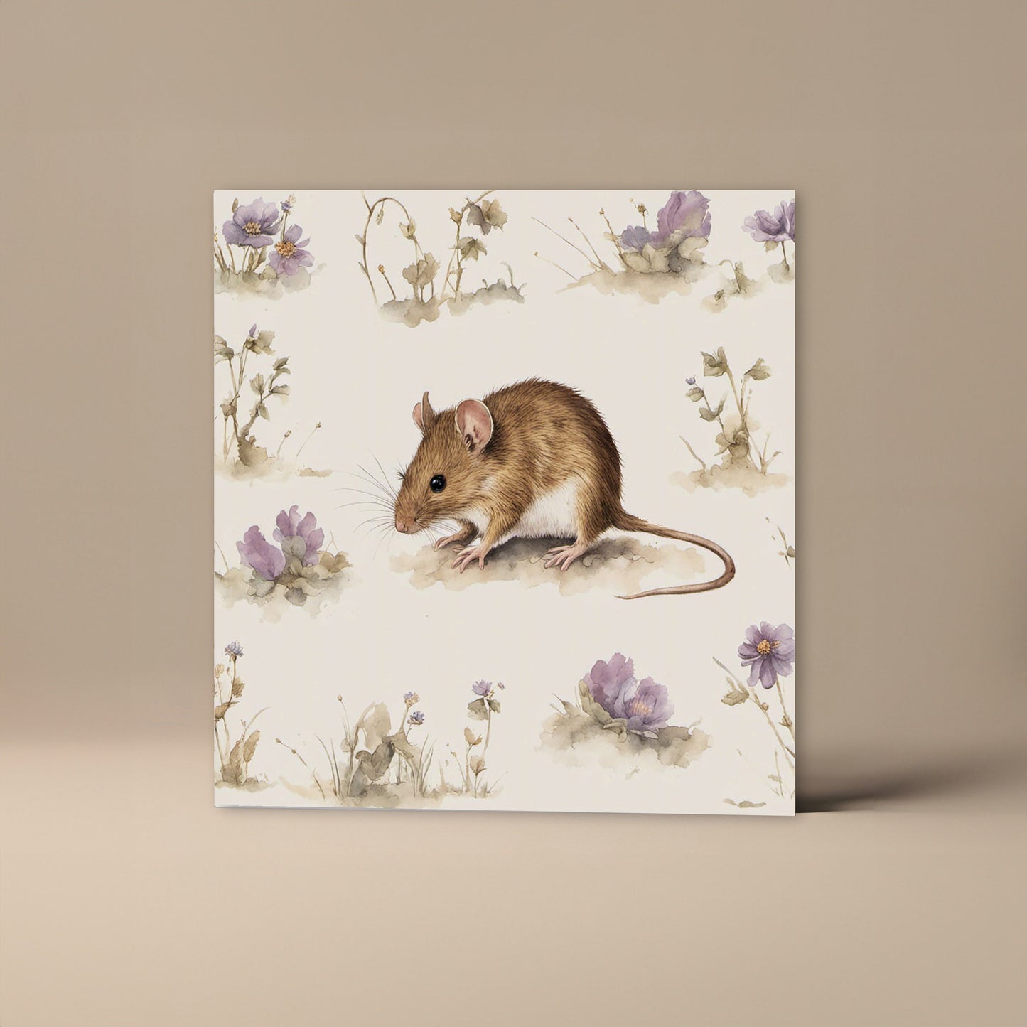 Floral Field Mouse Greetings Card