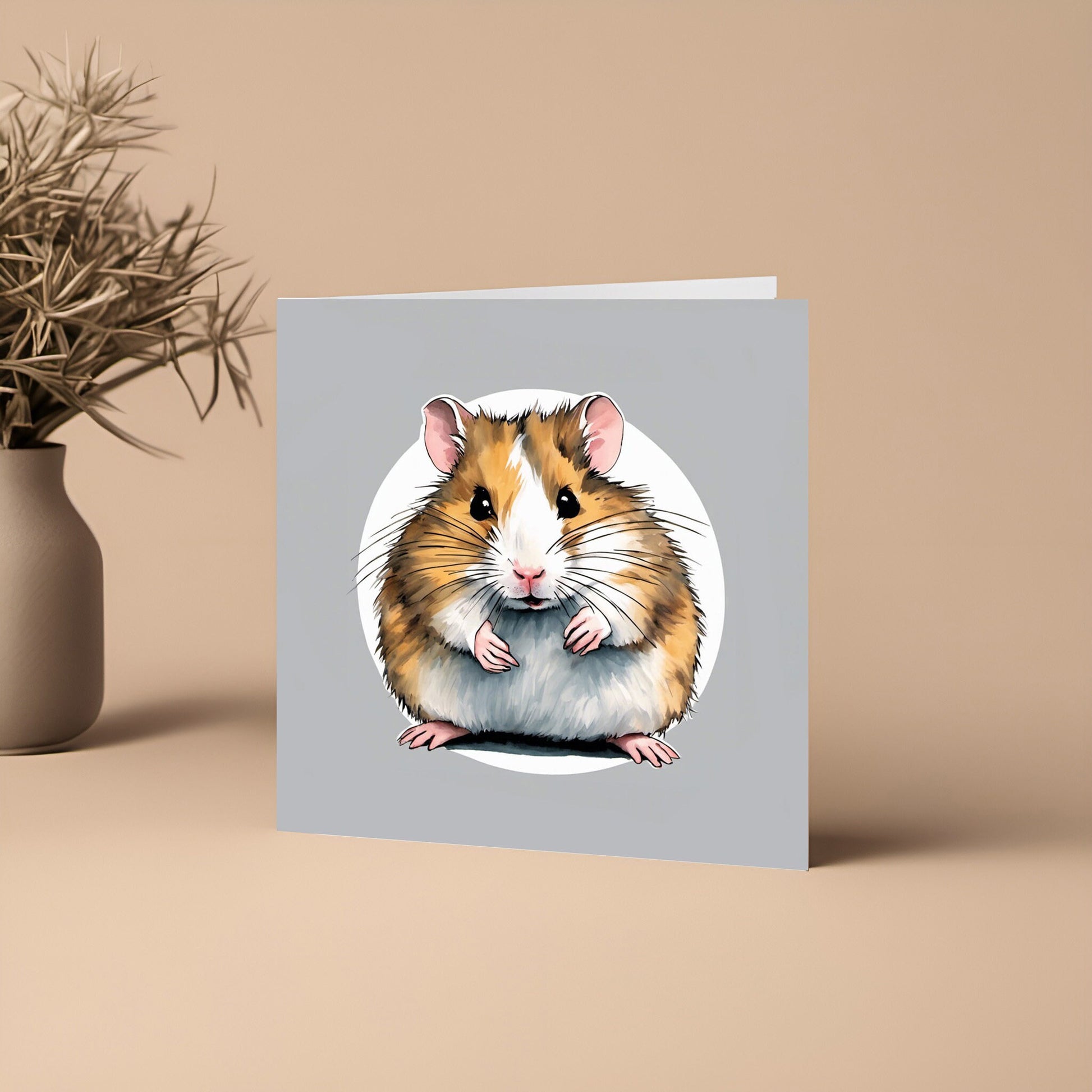 chubby hamster greetings card, very cute