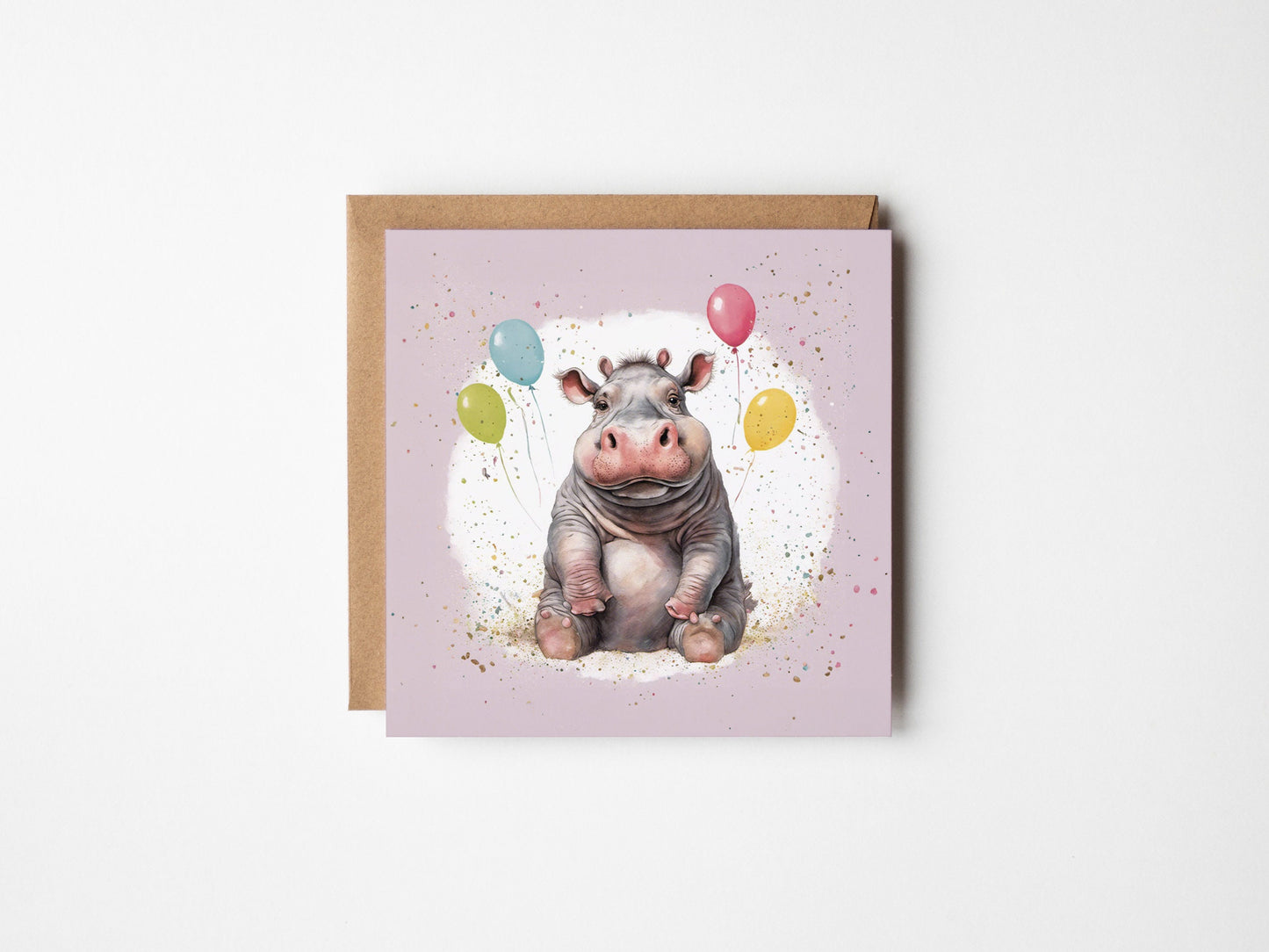 Cute Hippo Celebration Card with envelope