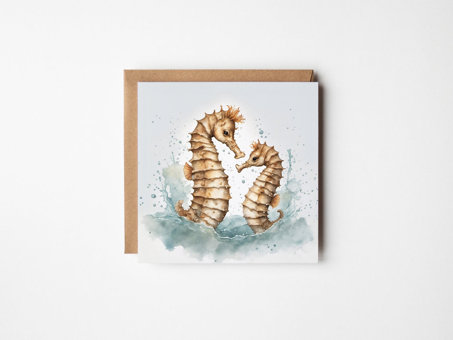 Seahorses Greetings Card- Blank Square Card