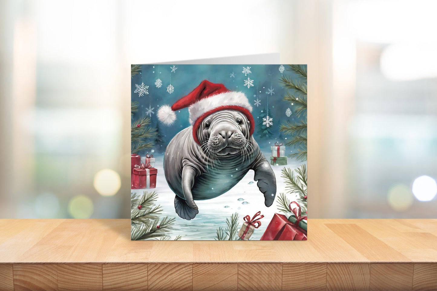 Manatee Christmas Card - Sea Cow Lovers Gift