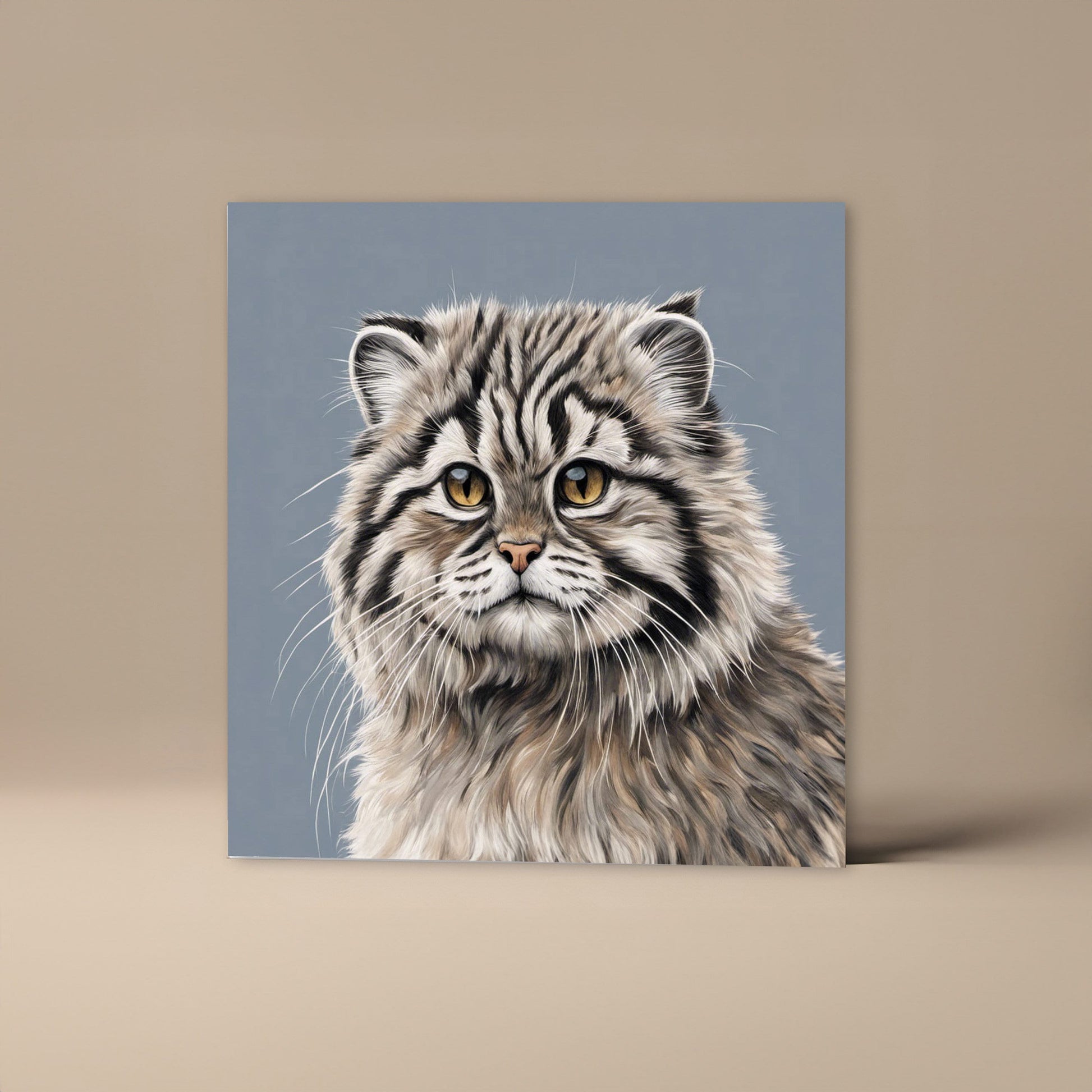 Pallas Cat Greetings card with brown envelope, single or packs of ten