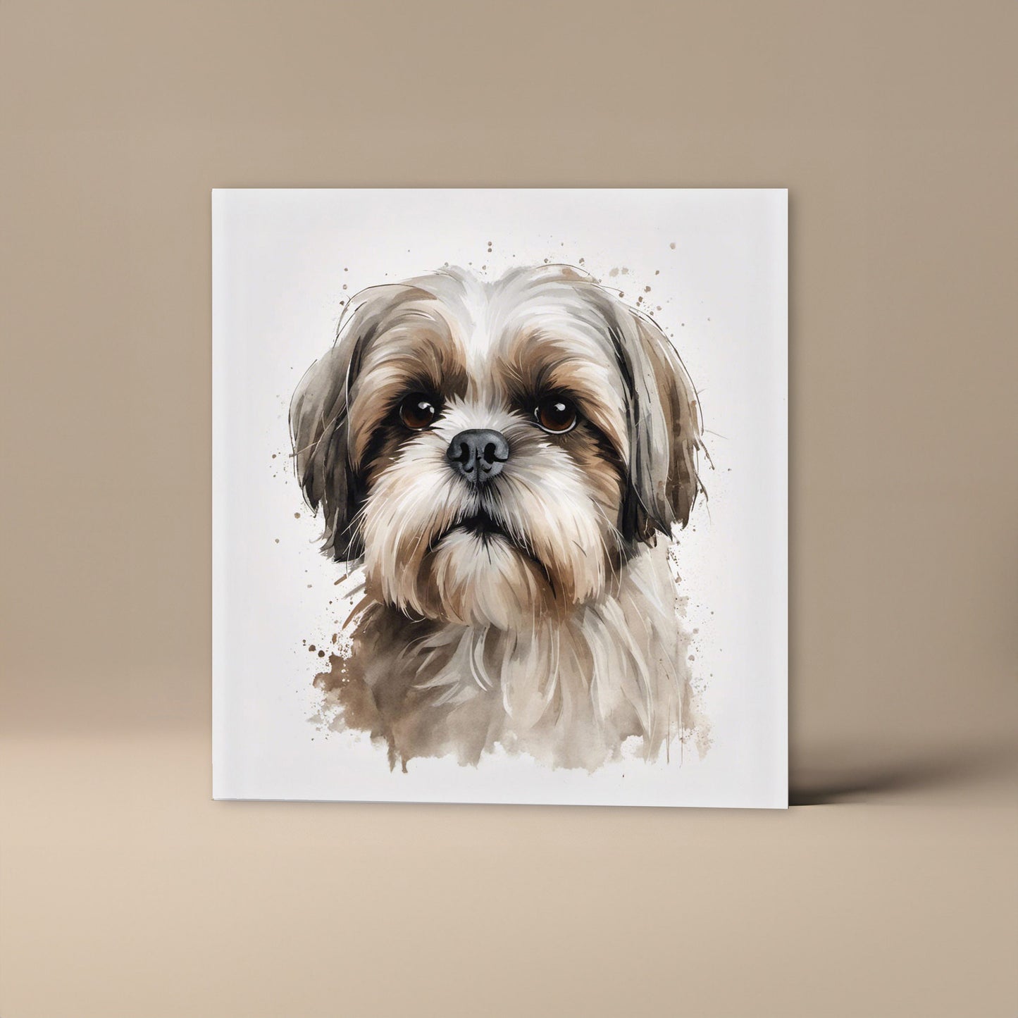 ShihTzu greetings card blank card with brown envelope